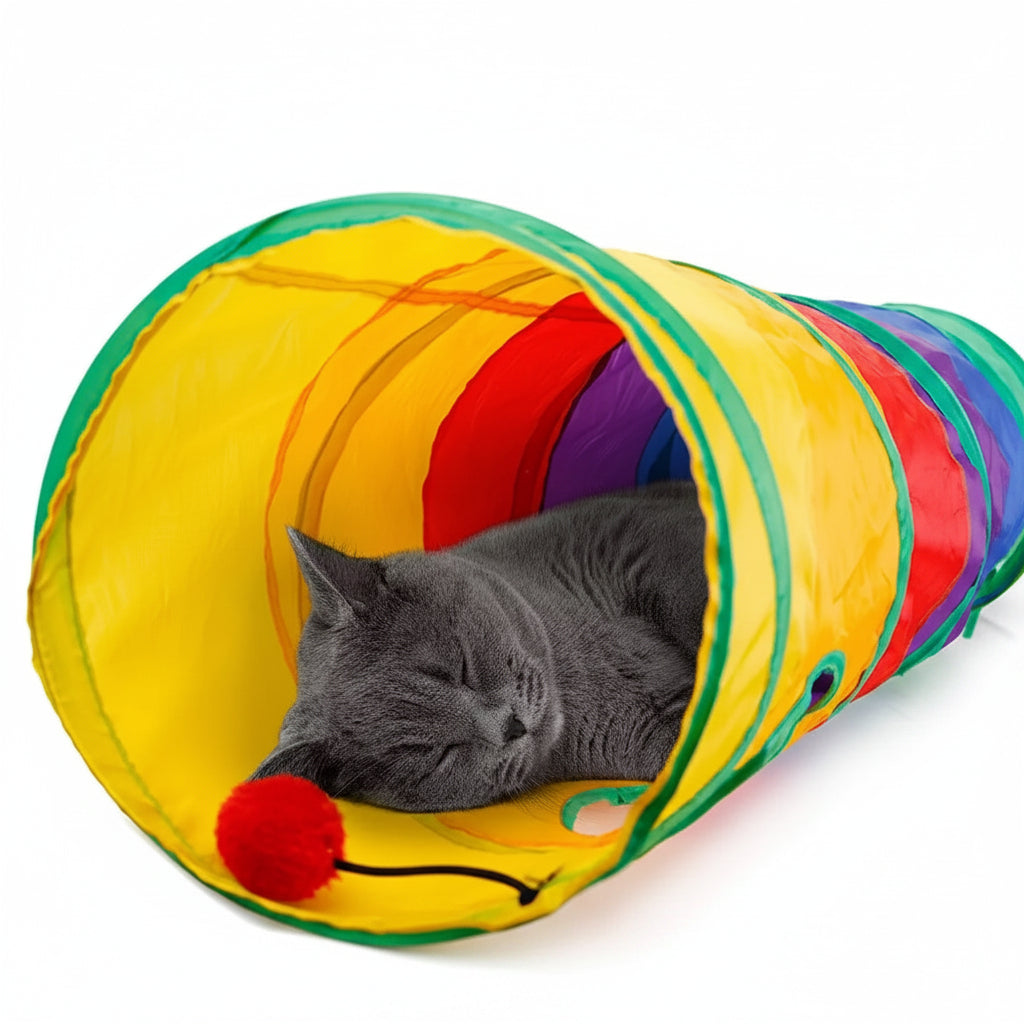 Collapsible Rainbow Cat Play Tunnel