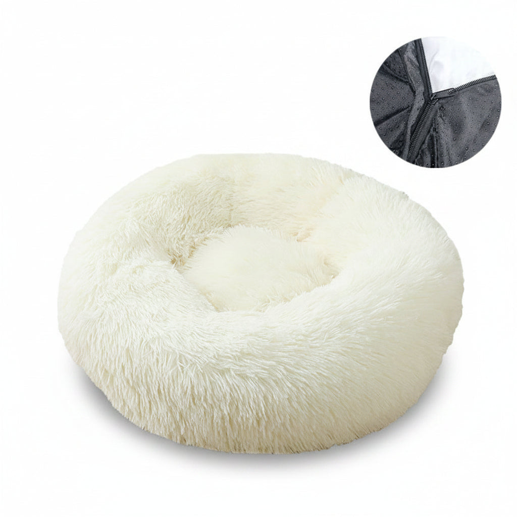 Washable Round Plush Calming Pet Bed