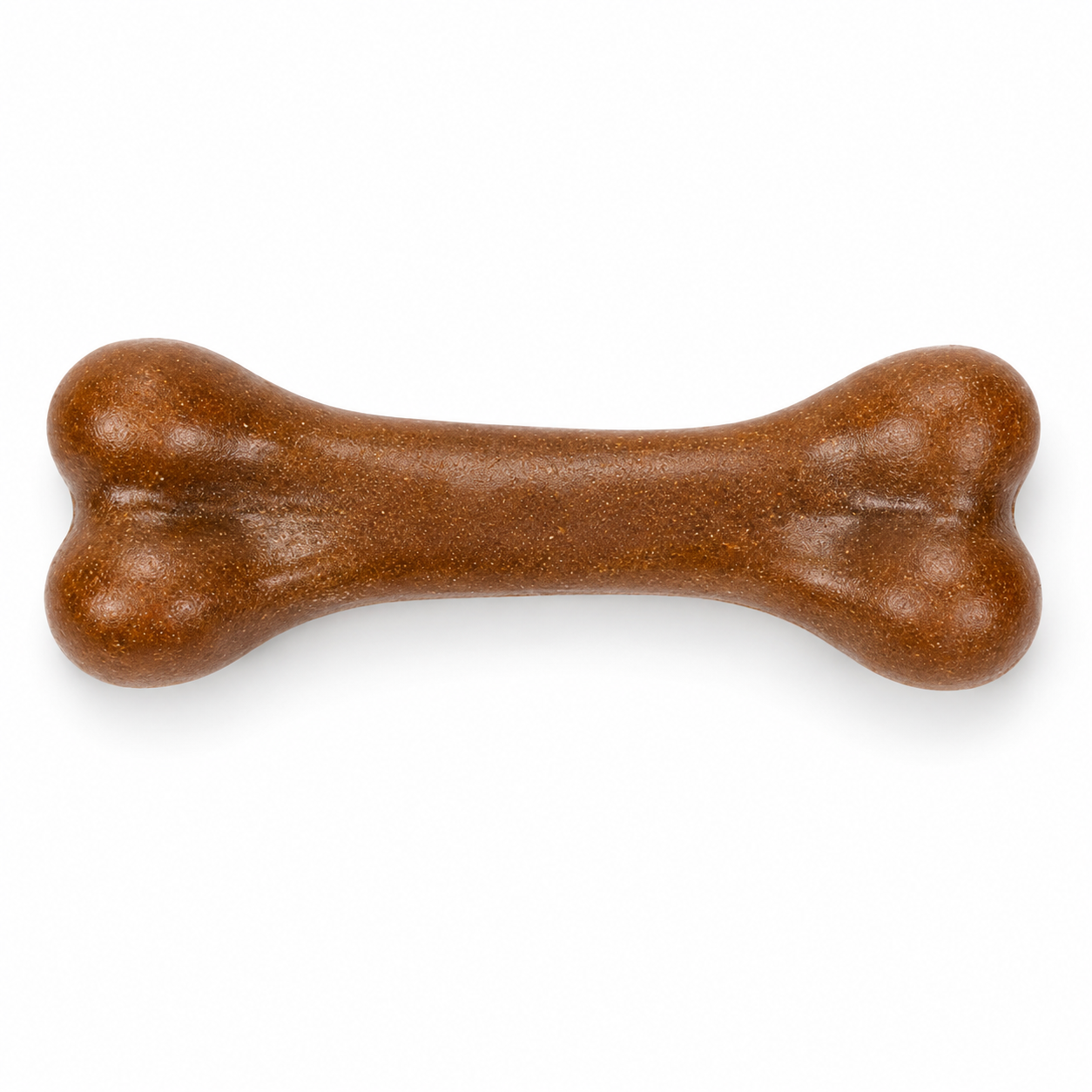 Brown bone-shaped toy on a white background